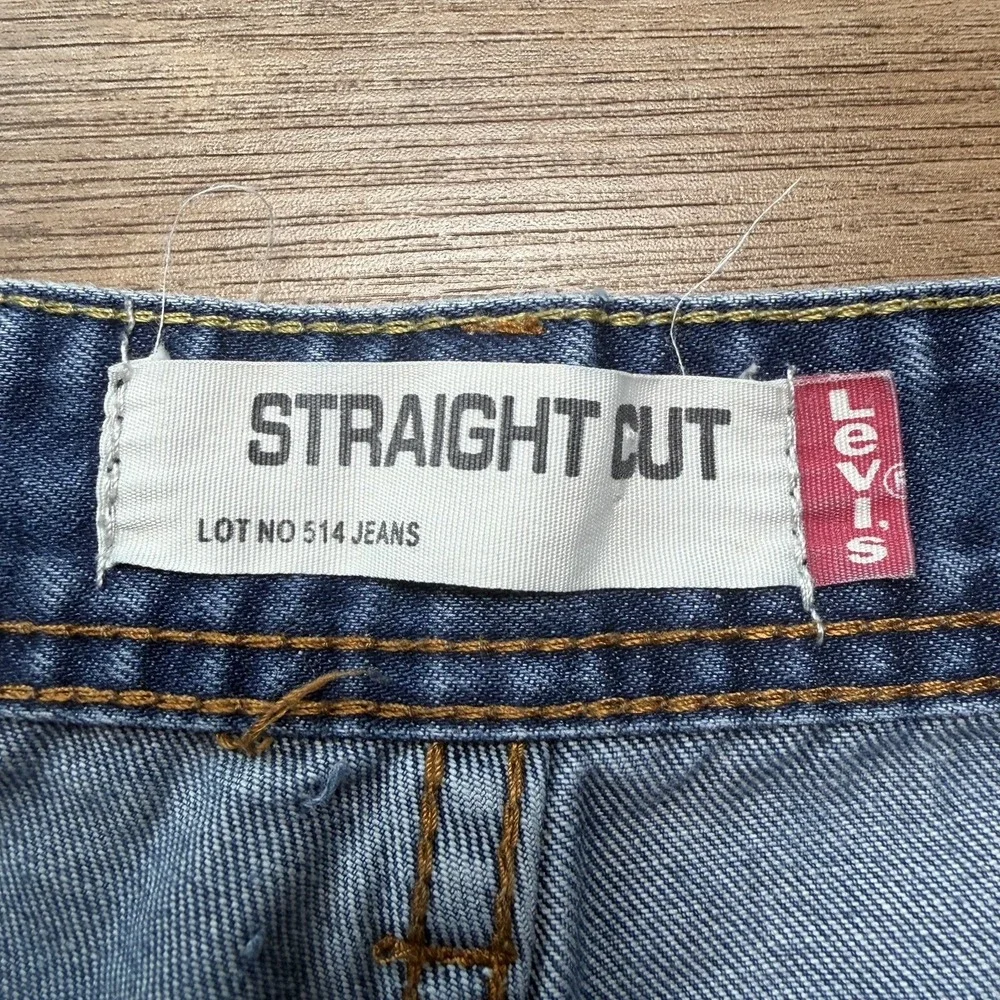 Levis 514 Jeans Men 36x34 Blue Straight Leg Medium Wash Faded Denim Casual‎ Y2K